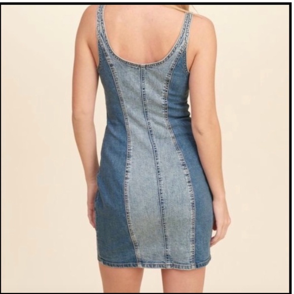 Hollister Two-Tone Denim Mini Dress/Size Medium - Picture 2 of 10